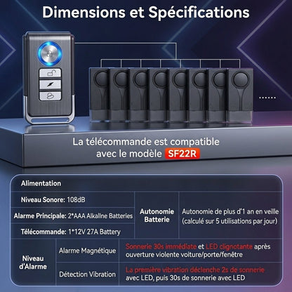 AlertMax™ - Alarme Voiture 108dB Sans Fil + Télécommande - Vilya Auto