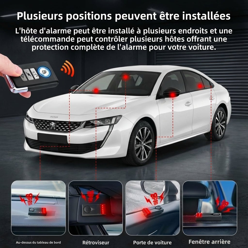 AlertMax™ - Alarme Voiture 108dB Sans Fil + Télécommande - Vilya Auto