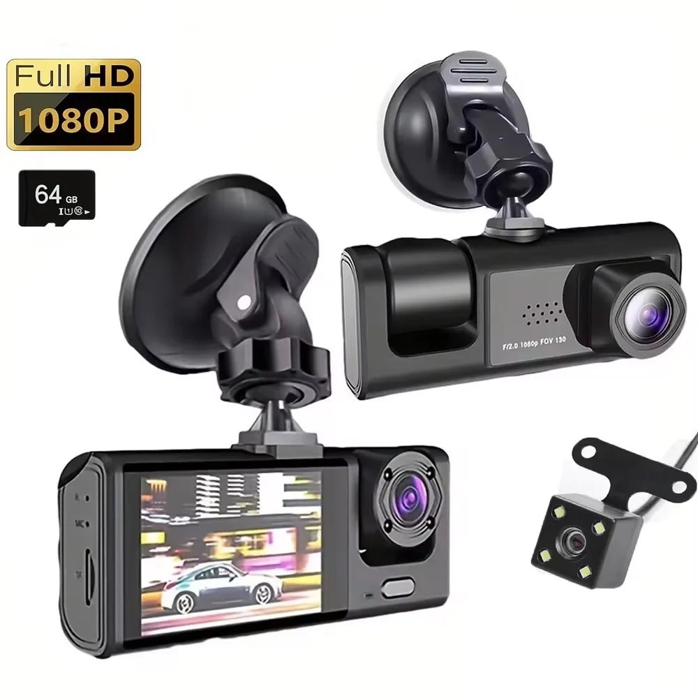 GuardCam™ - Dashcam 3 Caméras FULL HD 1080P Vision Nocturne - Vilya Auto