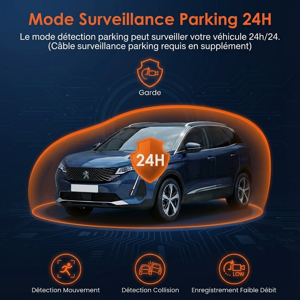 GuardCam™ - Dashcam 3 Caméras FULL HD 1080P Vision Nocturne - Vilya Auto